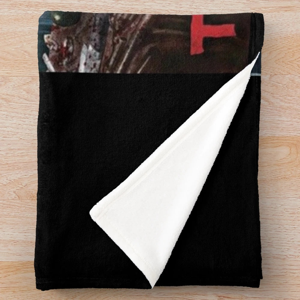 Terrifier-inspired plush blanket featuring the iconic Art the Clown character