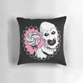 Dark and creepy Art the Clown lollipop-themed pillow for Halloween decor