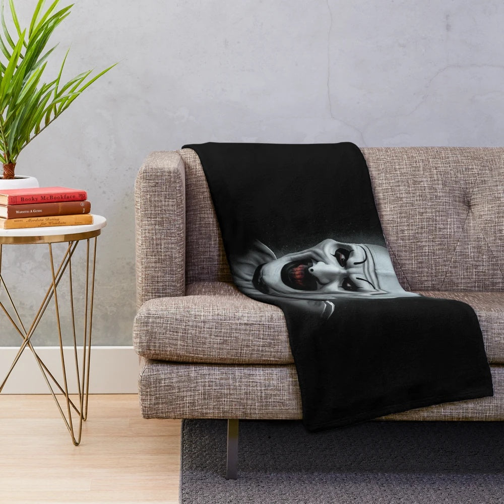 Art the Clown from Terrifier 2 horror movie plush blanket