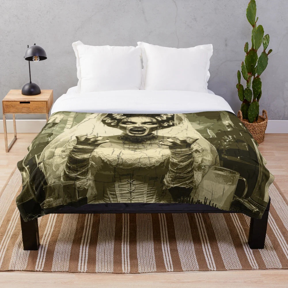 Bridezilla Plush Blanket featuring a frightening Frankenstein-inspired design