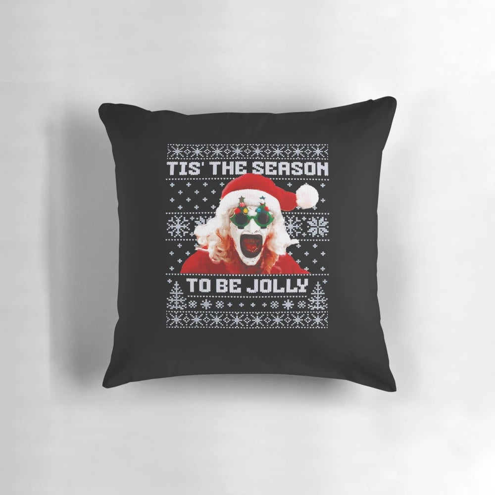 Terrifying clown horror pillow with Christmas and holiday theme