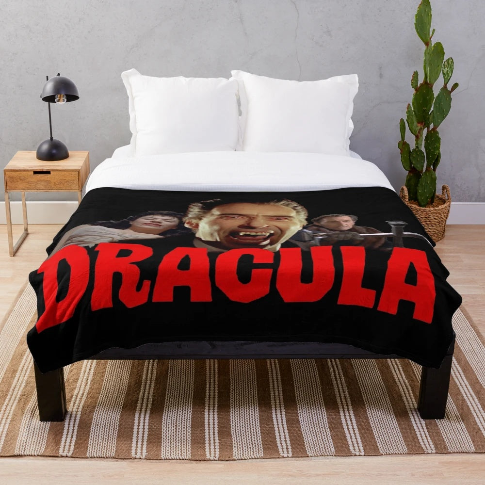 Dracula-inspired plush blanket featuring horror elements
