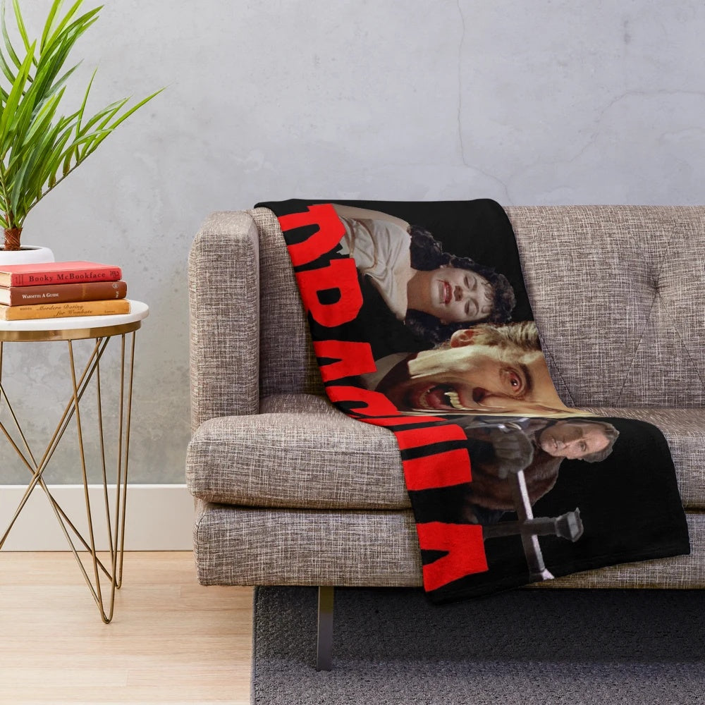 Dracula-inspired plush blanket featuring horror elements
