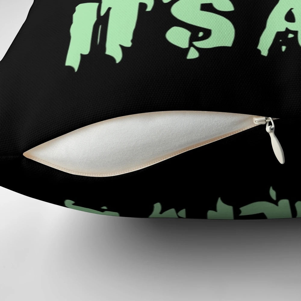 A spooky Frankenstein monster decorative pillow featuring a pop art design