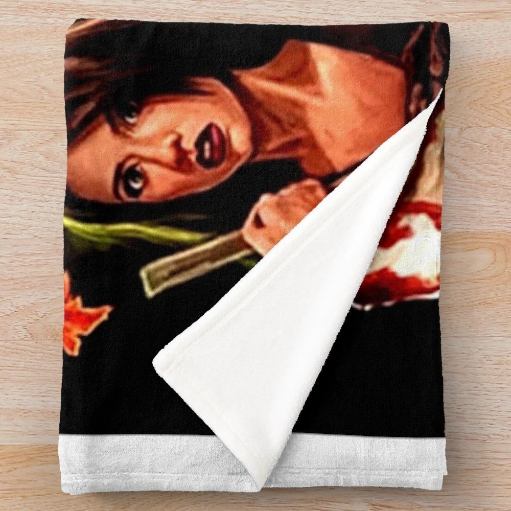 Terrifier movie-inspired plush blanket featuring the iconic clown character