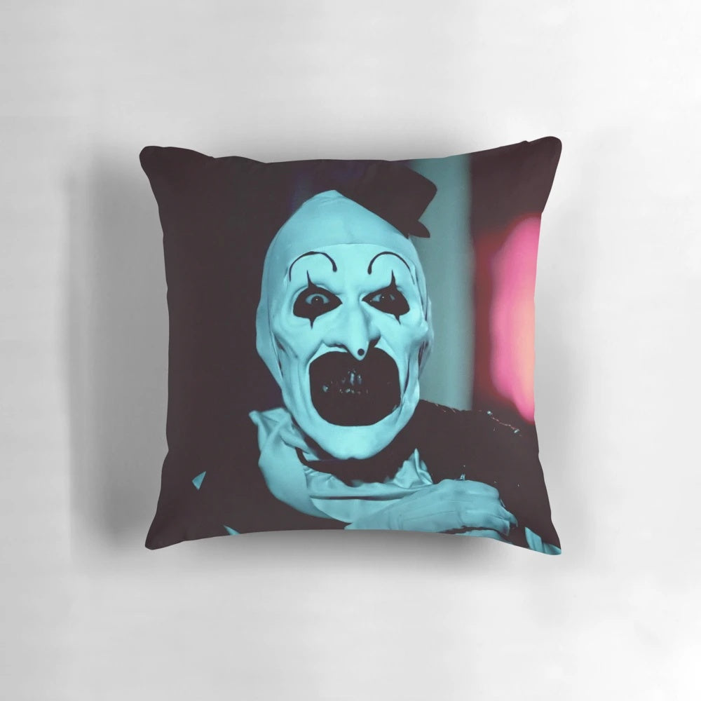 Terrifier horror movie clown pillow with high-quality screenshot image