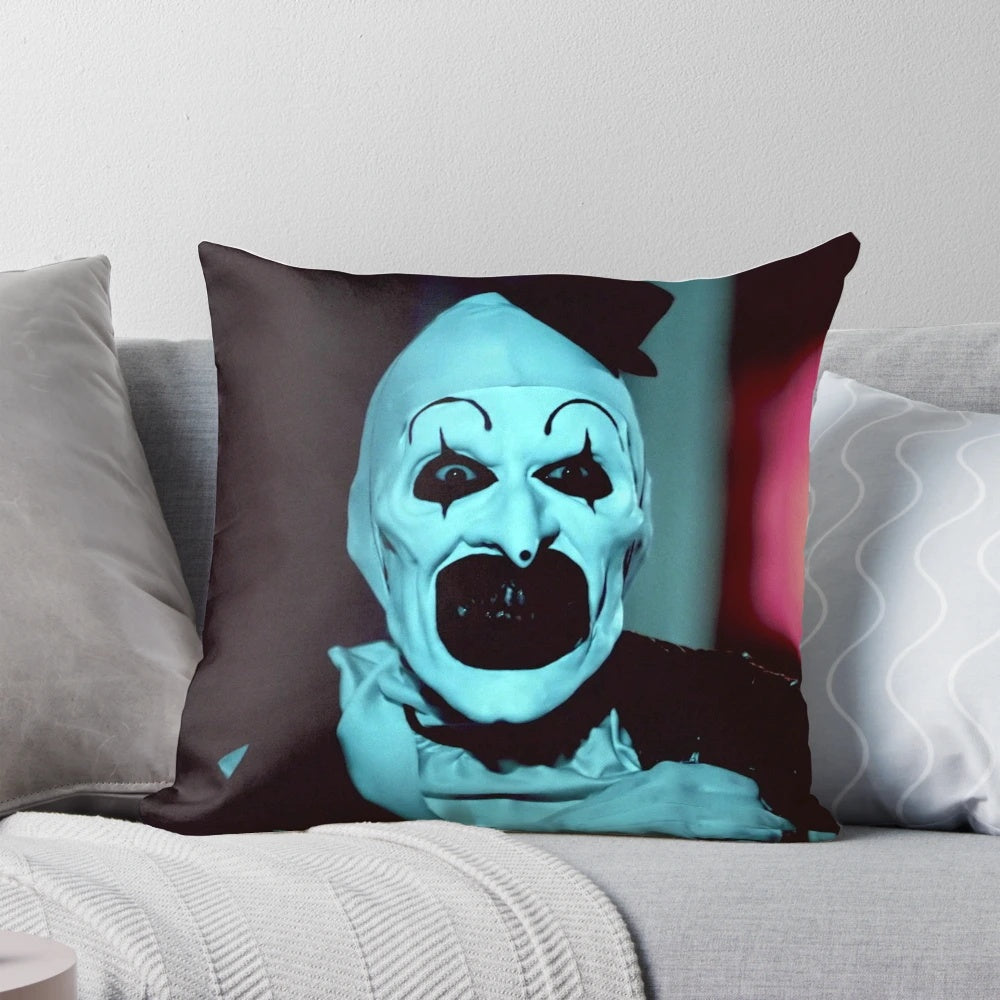 Terrifier horror movie clown pillow with high-quality screenshot image
