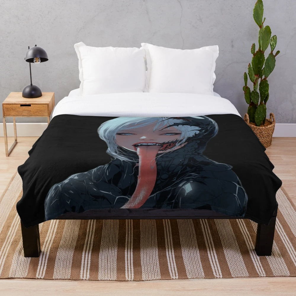 Venom-themed anime-inspired plush blanket