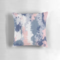 Textured abstract art print pillow with navy blue, grey, and pink brush strokes