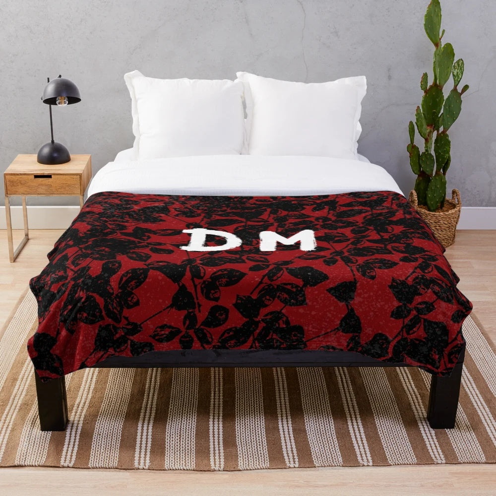 Textured plush blanket in black and red colors, inspired by Depeche Mode's Violator album
