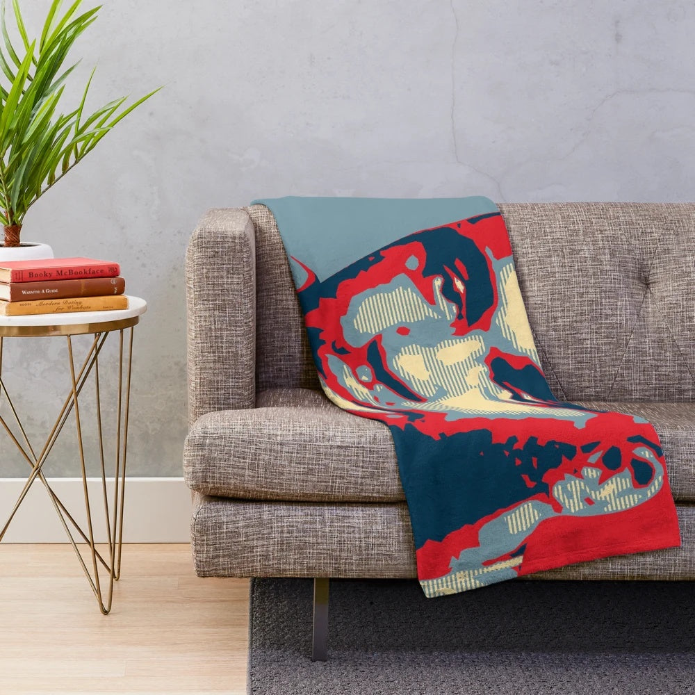 Cozy and soft plush blanket with a wood grain pattern design