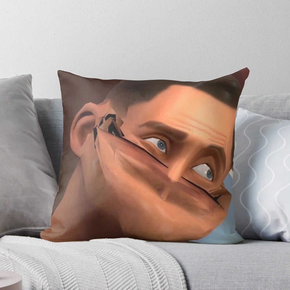 TF2 Scout Face Plush Pillow - High-quality gaming merchandise featuring the Scout character from Team Fortress 2