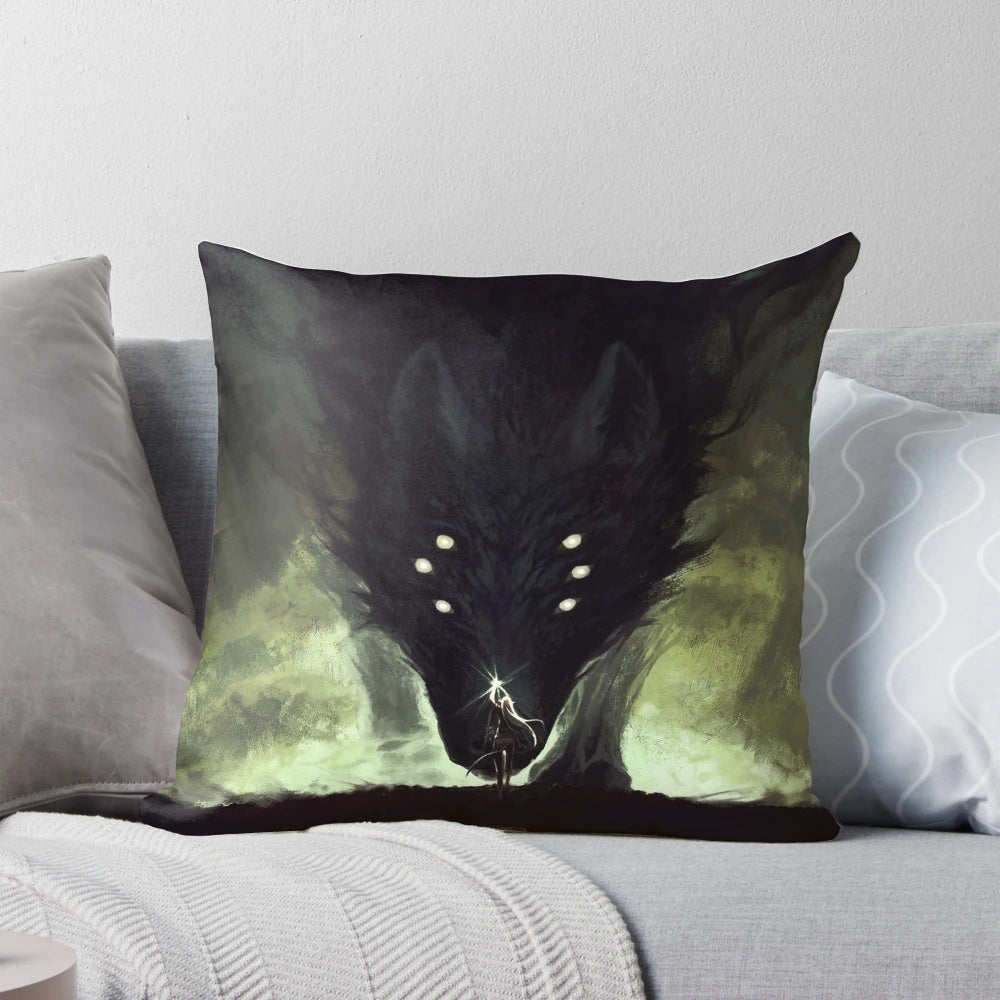 The Beast Pillow - A fantasy-inspired pillow featuring the iconic dread wolf from the Dragon Age series