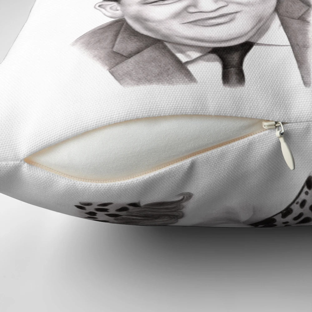 A plush, comfortable pillow featuring the cast of the popular ITV quiz show "The Chasers