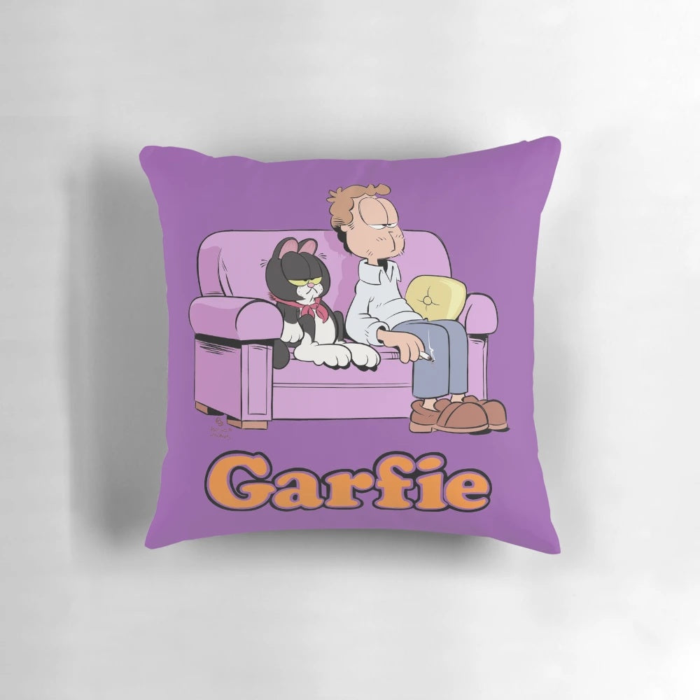 The Dollop Garfie Pillow - Soft, comfortable pillow featuring the iconic characters from the popular comedy podcast The Dollop