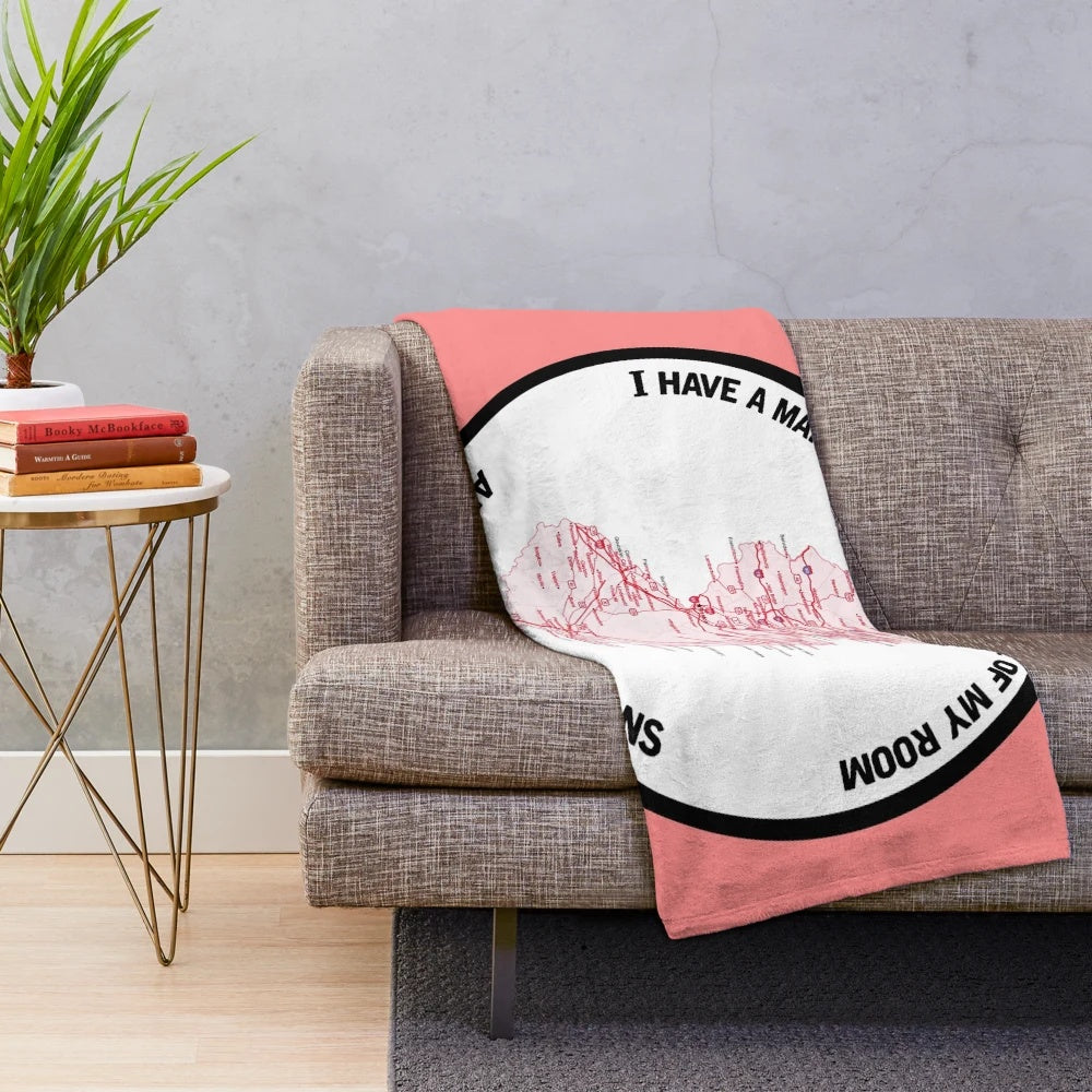 Soft plush blanket with a maps design, inspired by the band The Front Bottoms