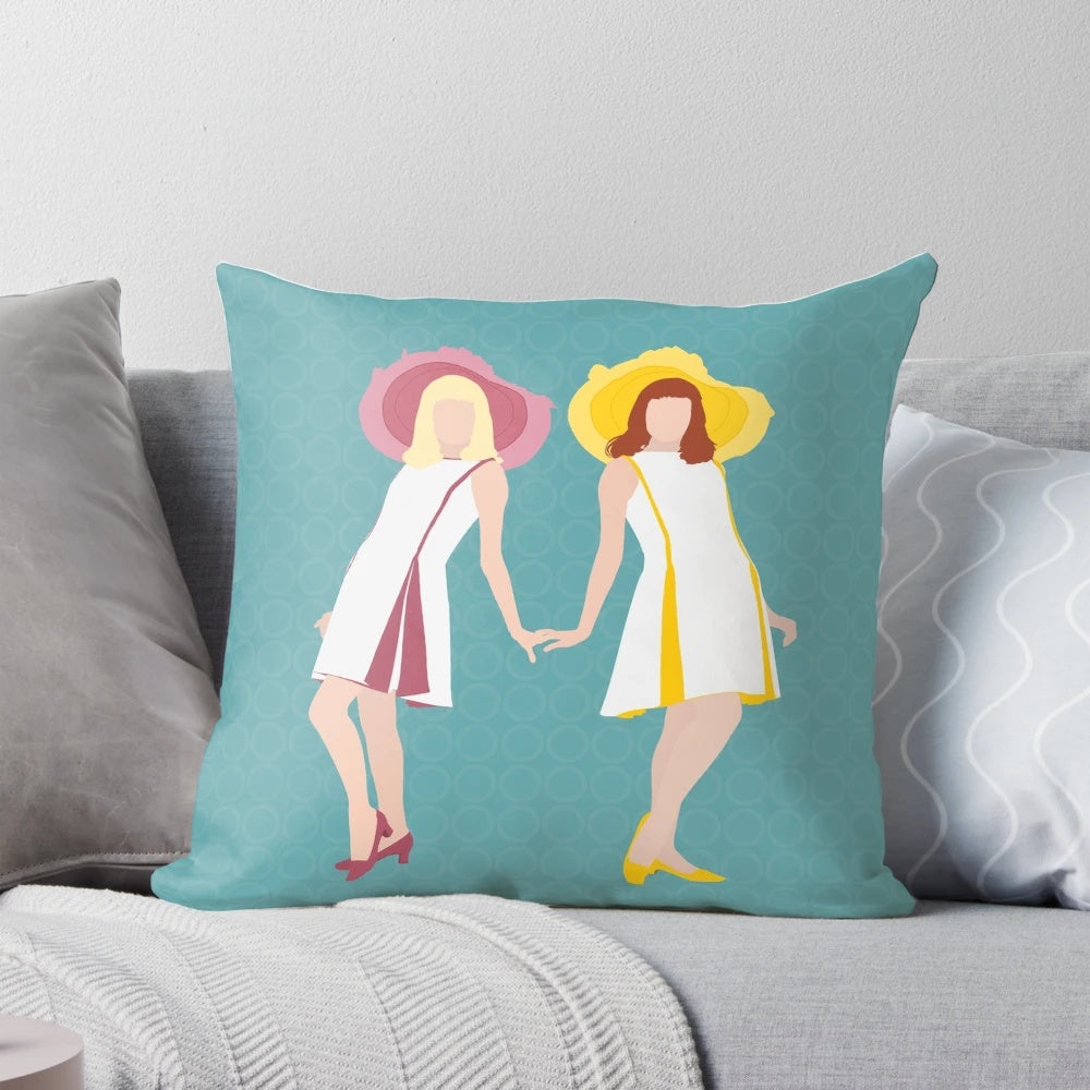 The Gemini Twins of Rochefort Pillow - Celebrate the iconic French film 'Les Demoiselles de Rochefort