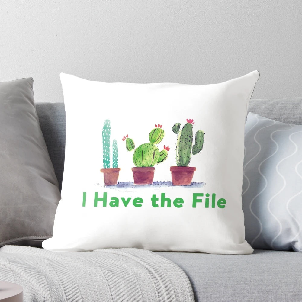 The Good Place themed decorative pillow with characters and quotes from the show