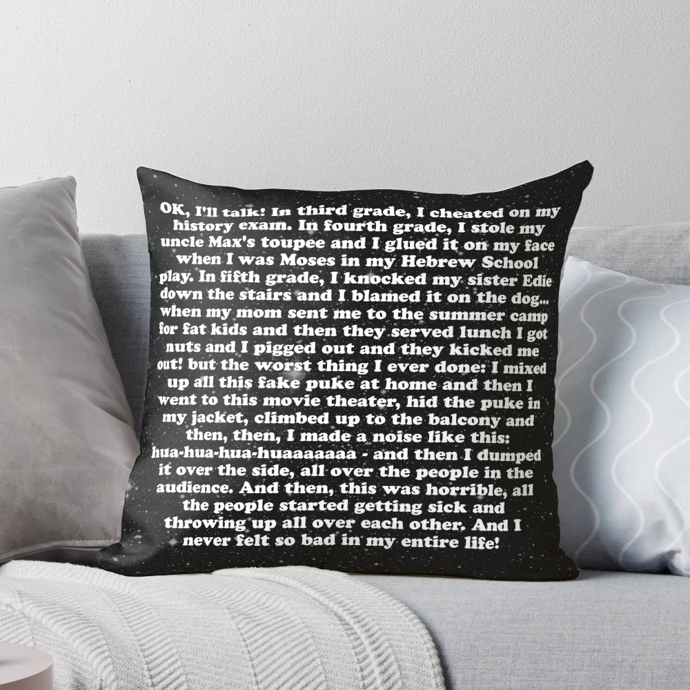 The Goonies Confession Pillow featuring Chunk, Choco, and Mellenora