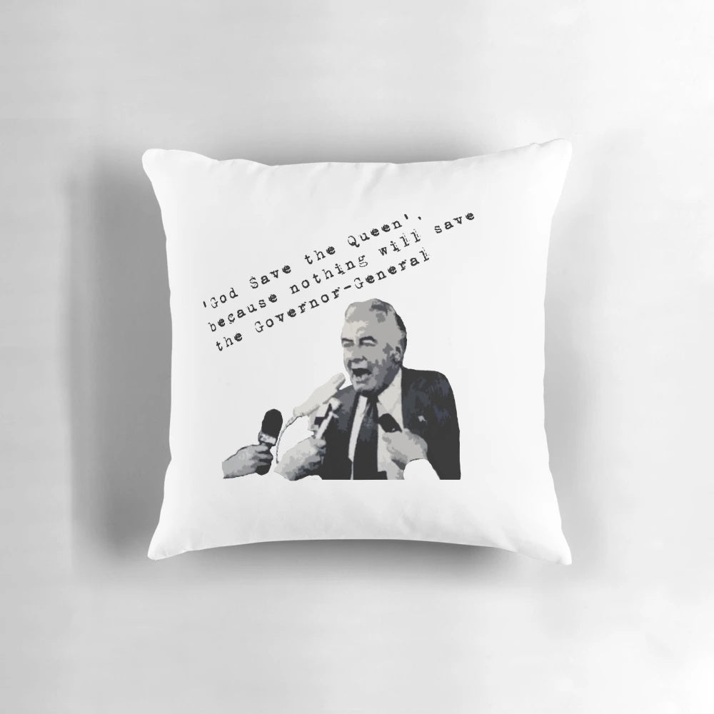 Gough Whitlam Commemorative Pillow, featuring the former Australian Prime Minister and significant historical events