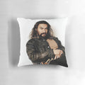 A high-quality pillow featuring the image of the beloved actor Jason Momoa, known for his role as Aquaman.