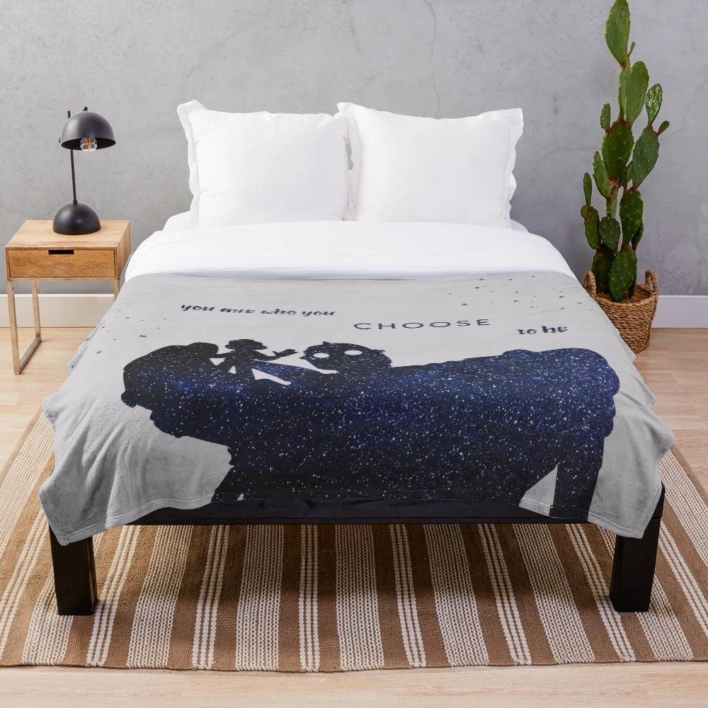 The Iron Giant inspirational plush blanket with motivational quote "You are who you choose to be