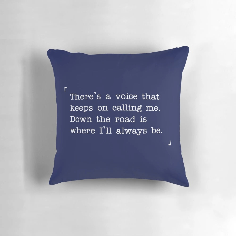 The Littlest Hobo TV theme song lyrics printed on a throw pillow