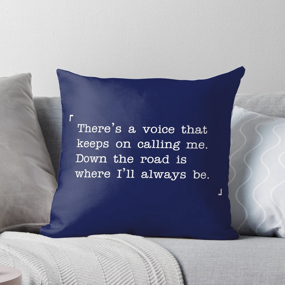 The Littlest Hobo TV theme song lyrics printed on a throw pillow