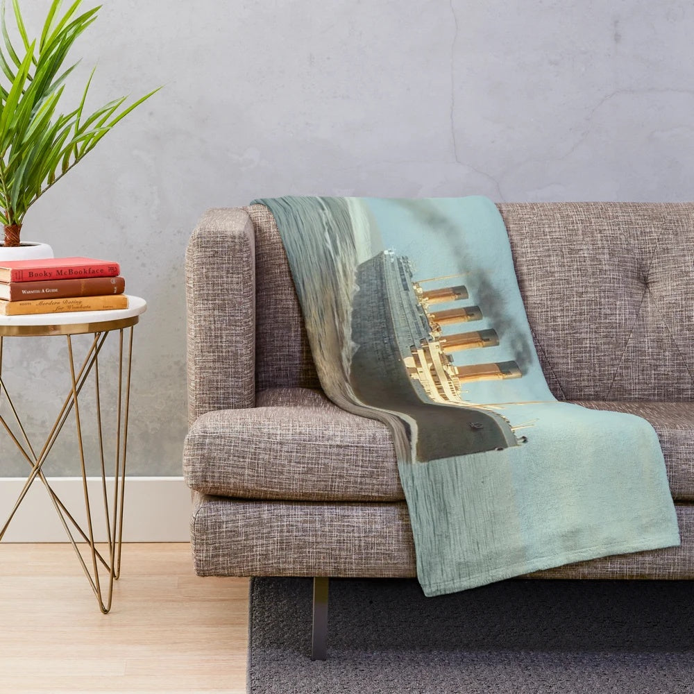 The Majestic Titanic-Inspired Plush Blanket featuring the iconic passenger liner