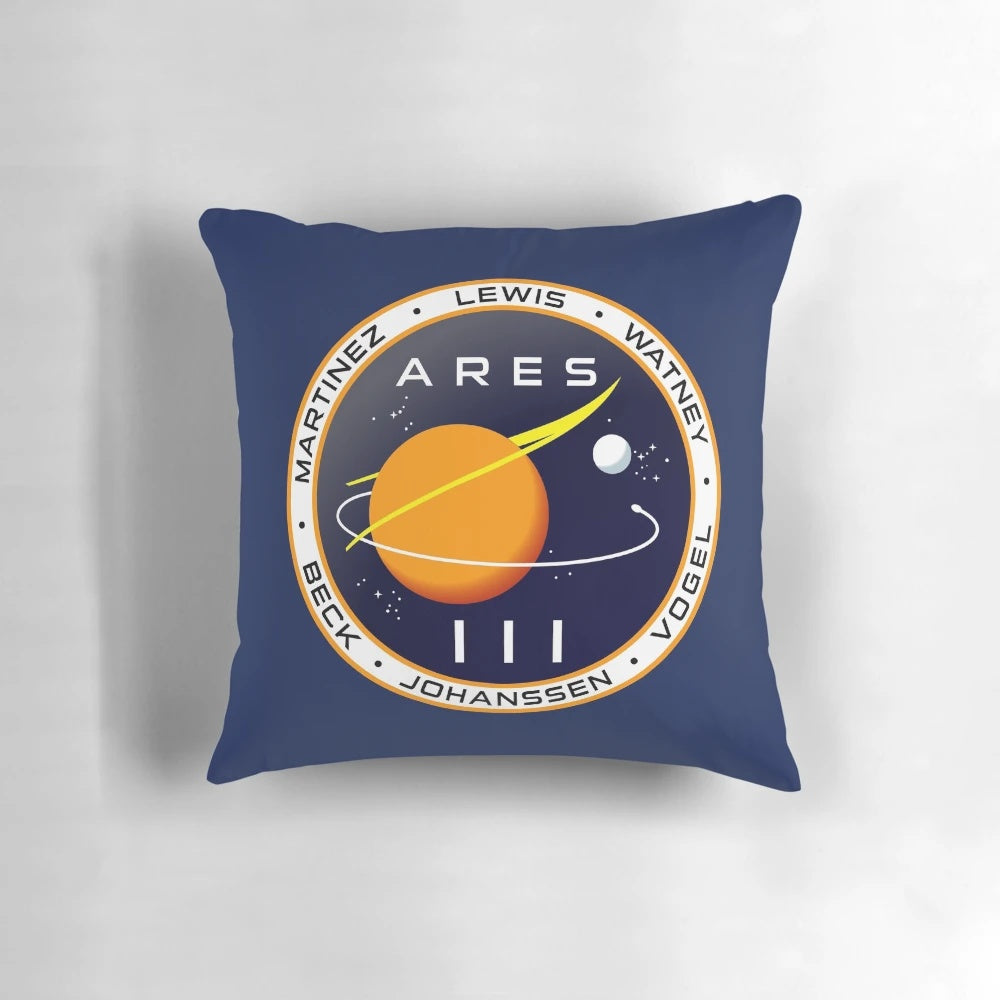 Ares 3 mission to Mars The Martian Pillow featuring Mark Watney, the main character from the sci-fi movie "The Martian