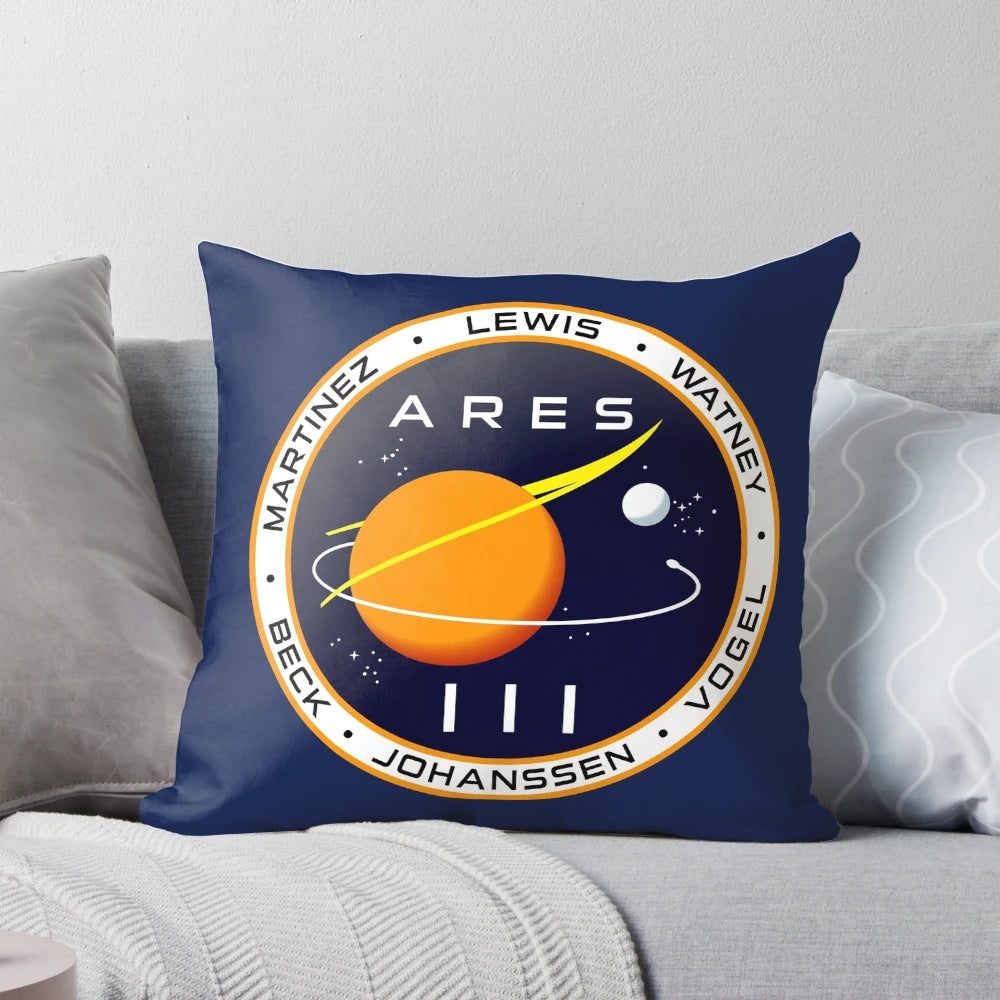 Ares 3 mission to Mars The Martian Pillow featuring Mark Watney, the main character from the sci-fi movie "The Martian