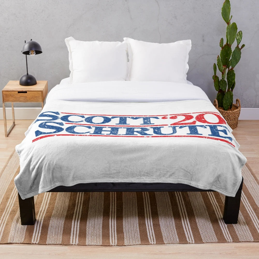 The Office-Inspired Plush Blanket with Dwight Schrute and Michael Scott