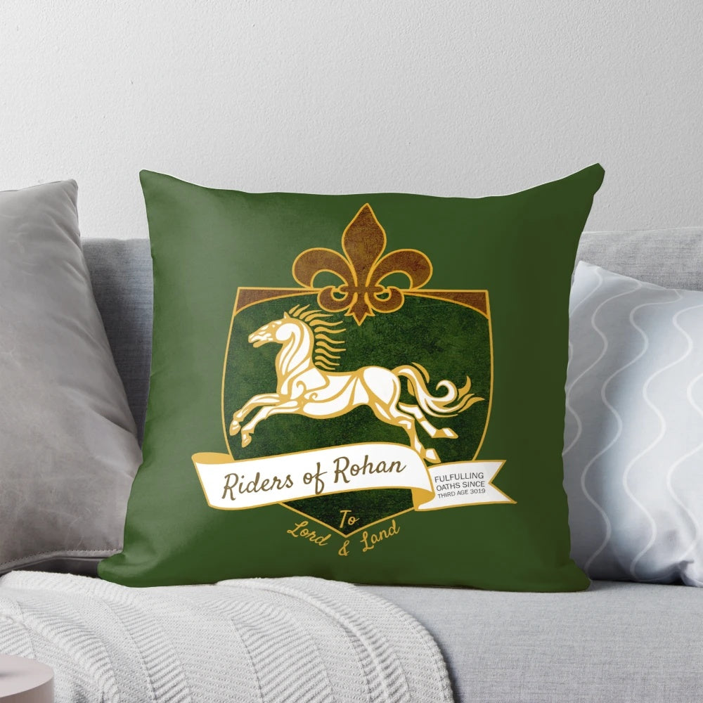 The Riders of Rohan Pillow, featuring the iconic horse-riding warriors from the Lord of the Rings series