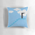 The Truman Show themed throw pillow featuring a minimalist movie door design