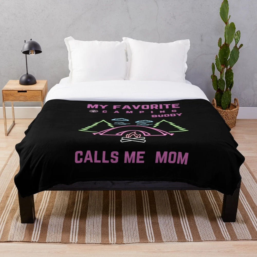 Cozy plush blanket featuring "Best Mom" design for outdoor enthusiast moms
