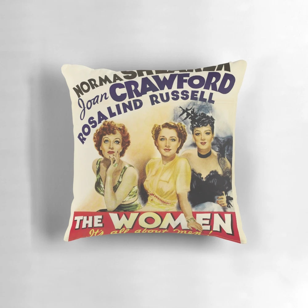 Vintage-inspired pillow featuring the cast of the 1939 MGM film "The Women"