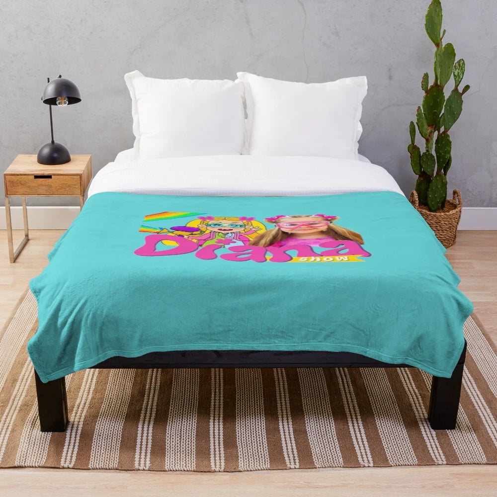 Themed plush blanket featuring popular kids' YouTube stars Diana and Roma
