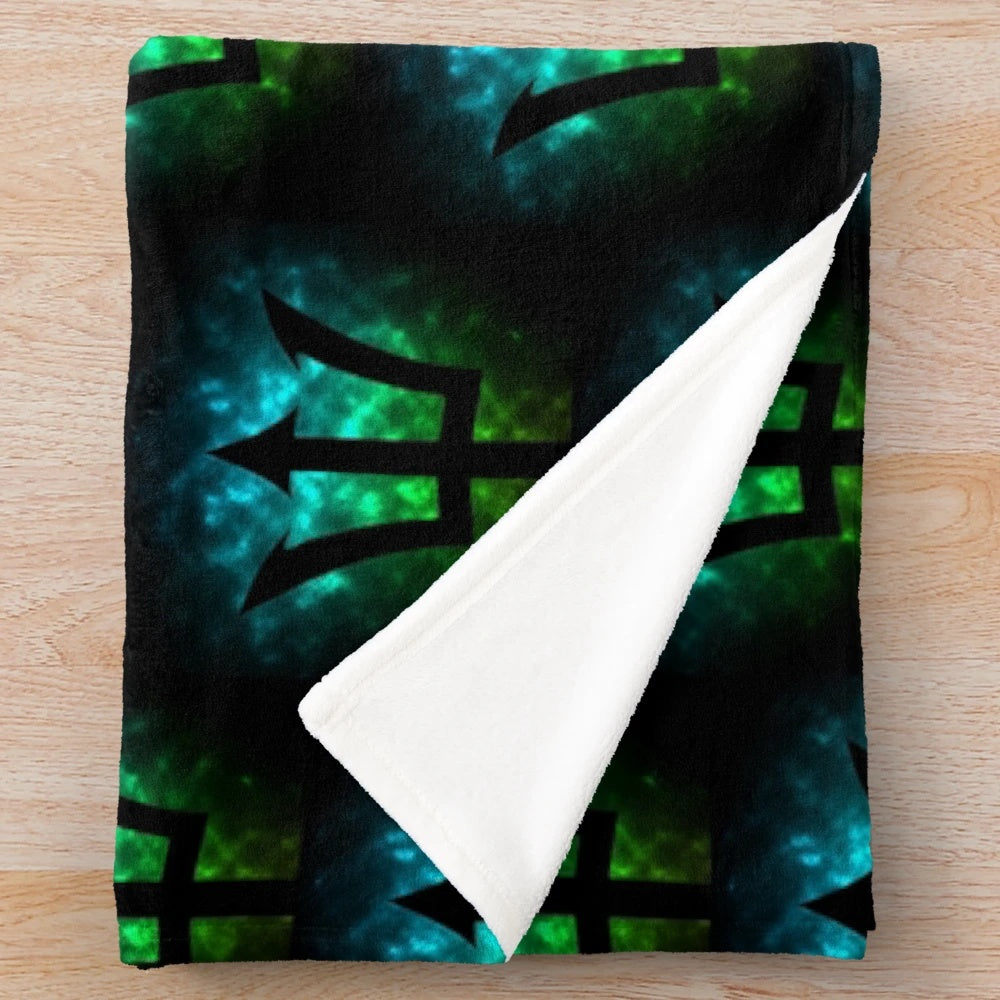 Plush blanket featuring a trident design inspired by the Percy Jackson book and movie series