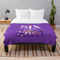 Soft and cozy plush blanket featuring the six queens from the musical Six