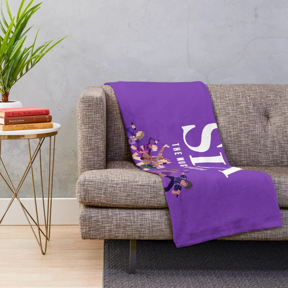 Soft and cozy plush blanket featuring the six queens from the musical Six