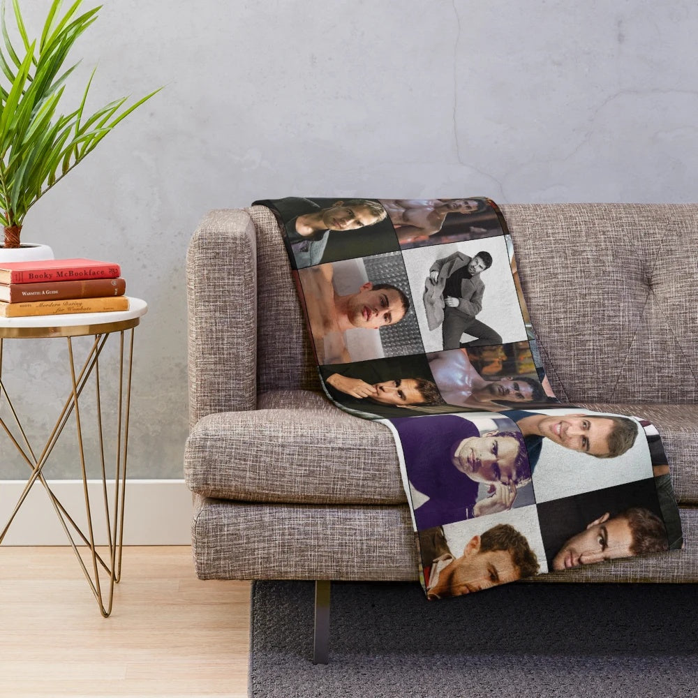 Theo James Inspired Photo Collage Art Plush Blanket