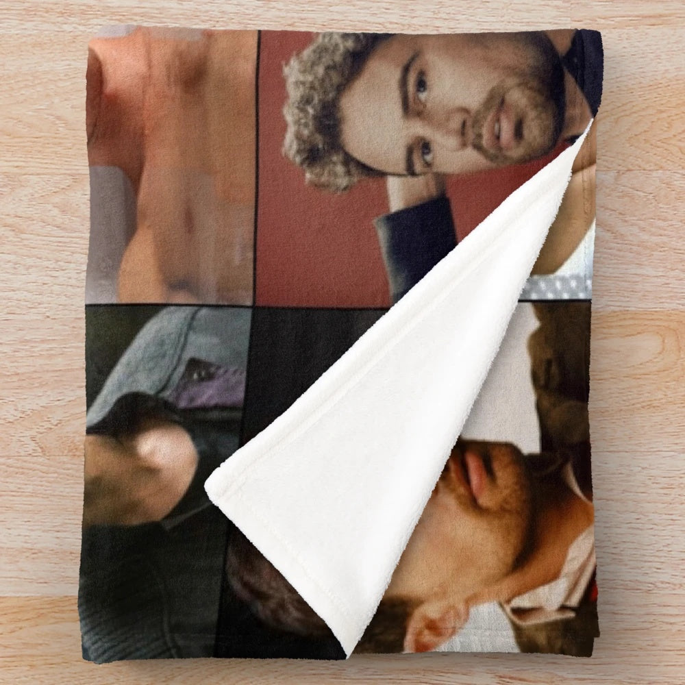 Theo James Inspired Photo Collage Art Plush Blanket