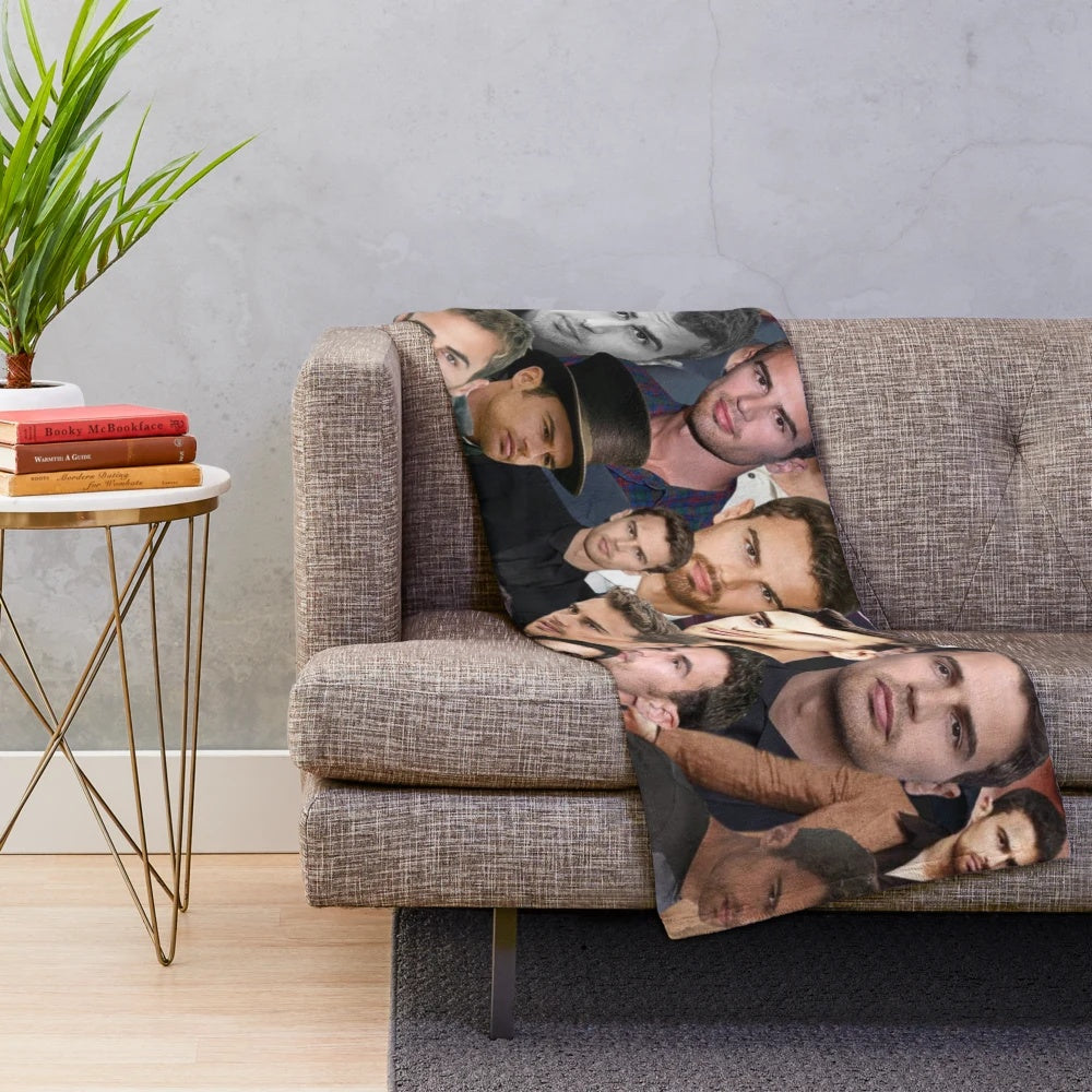 Theo James Photo Collage Plush Blanket