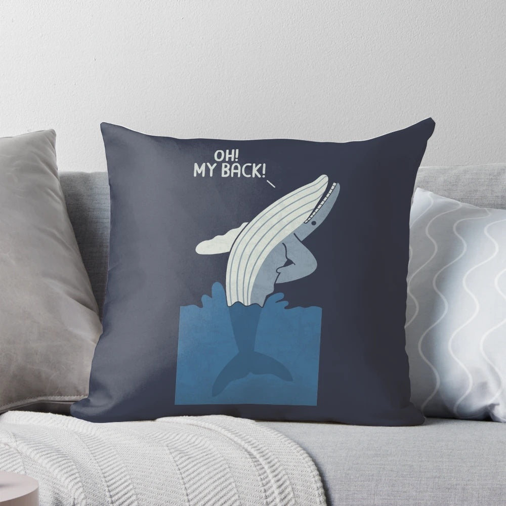 A plush whale-shaped pillow that provides support and relief for back pain.