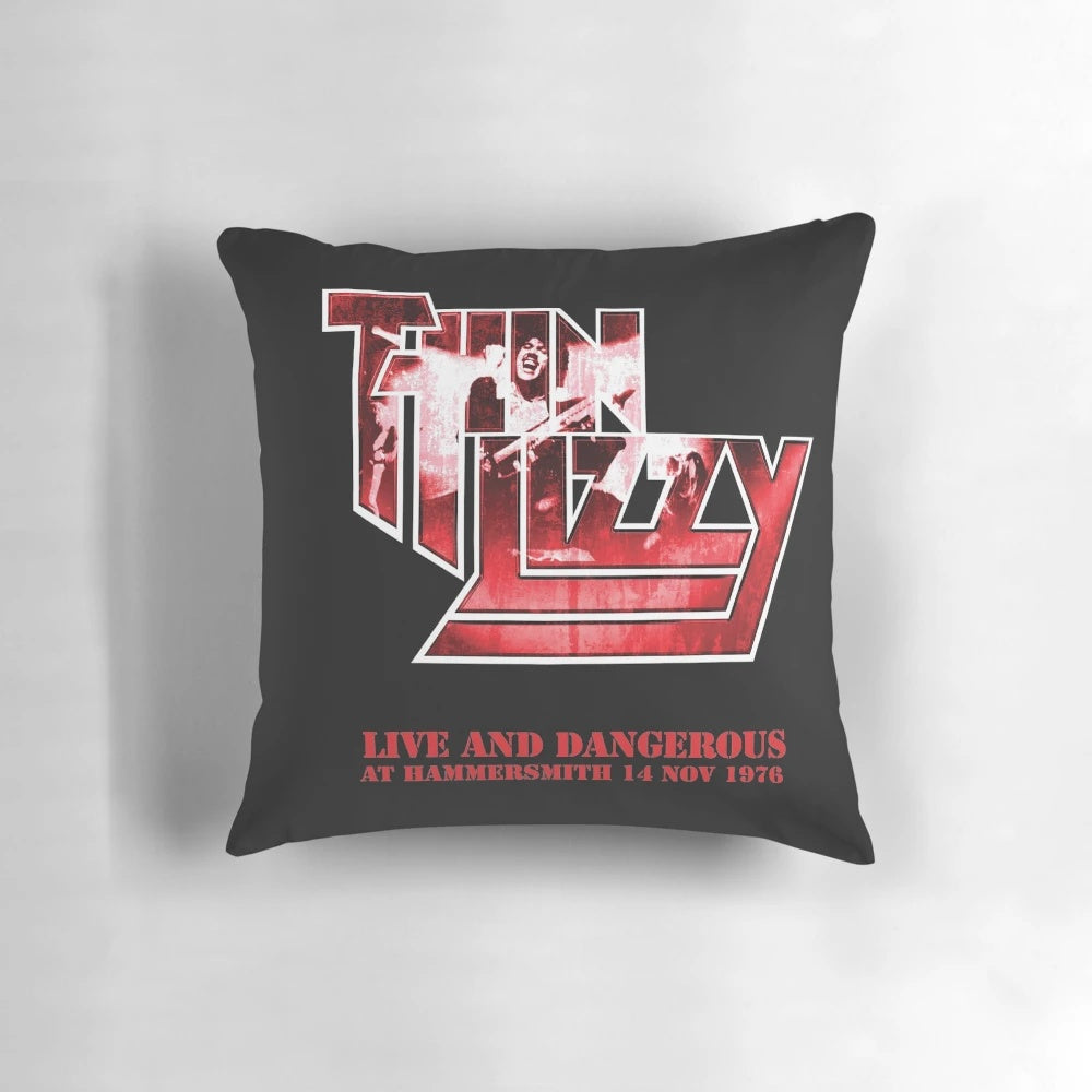 Thin Lizzy Pillow featuring the band's logo and Phil Lynott's iconic image