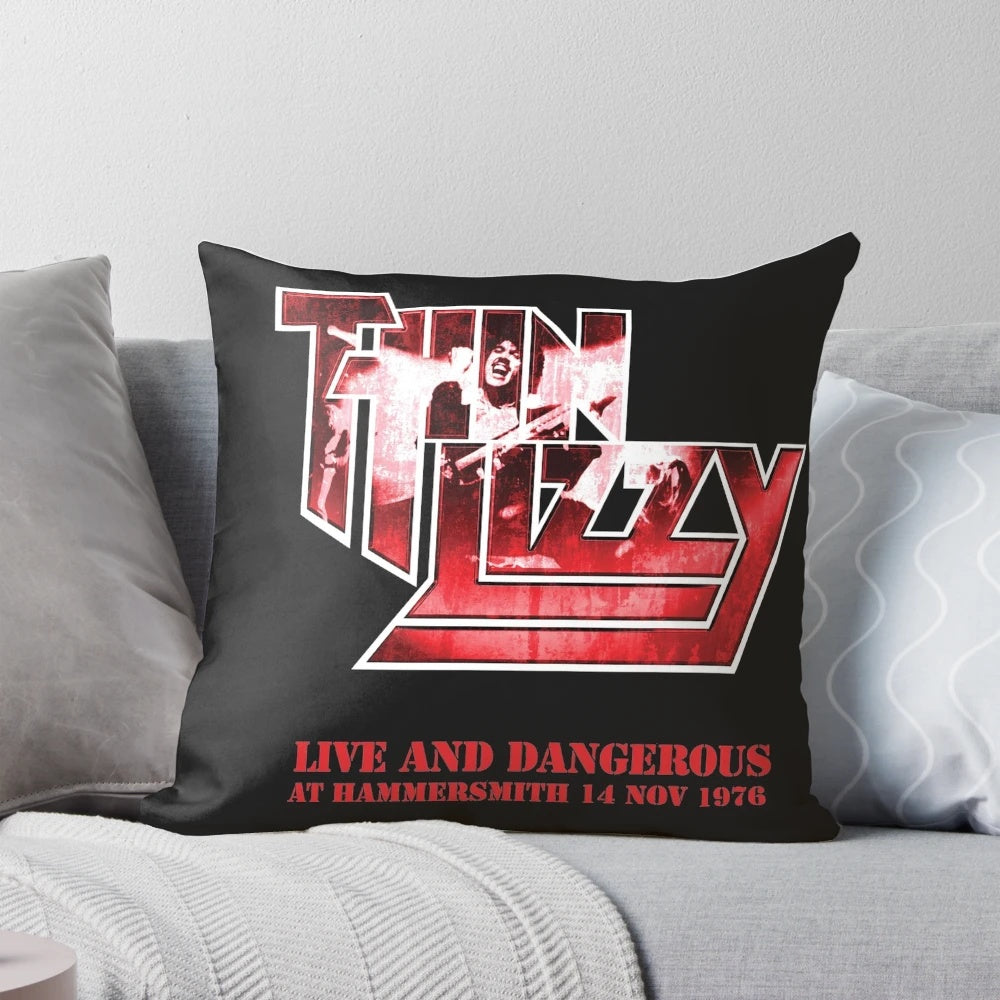 Thin Lizzy Pillow featuring the band's logo and Phil Lynott's iconic image