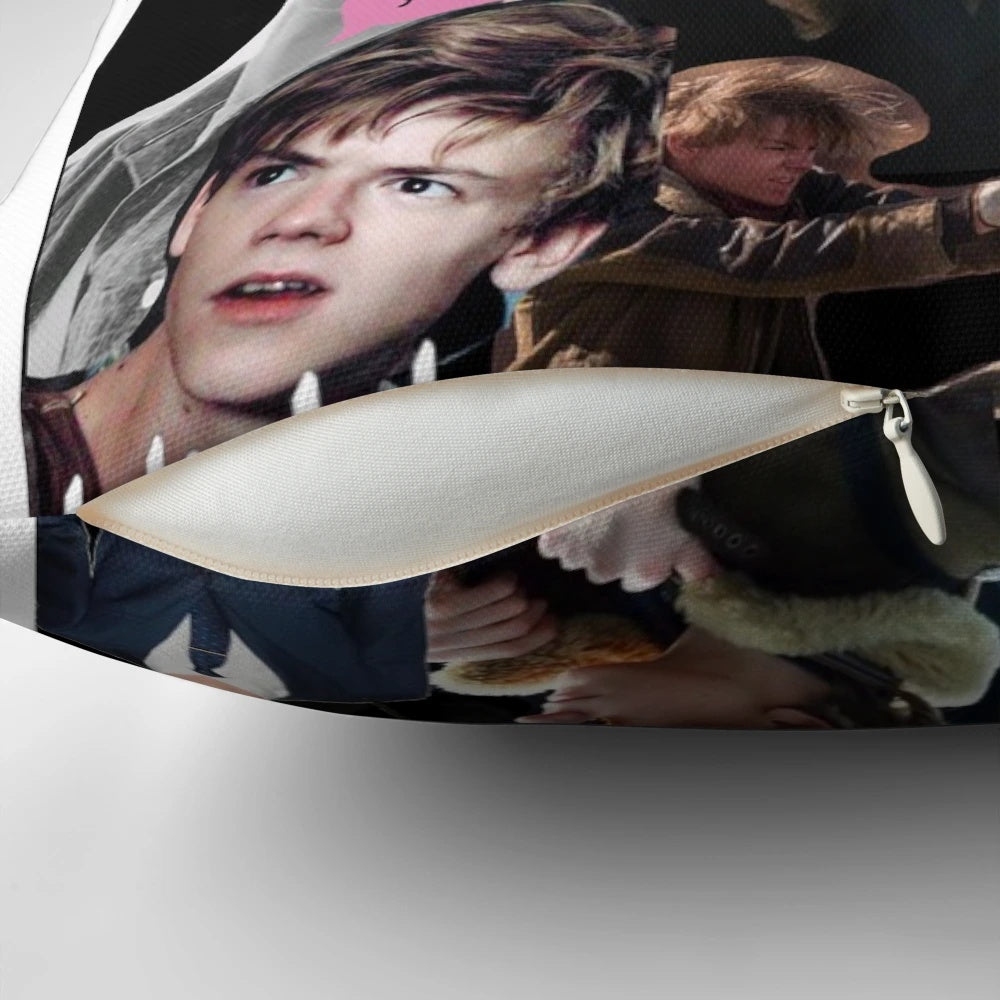 High-quality decorative pillow featuring portrait of actor Thomas Brodie-Sangster