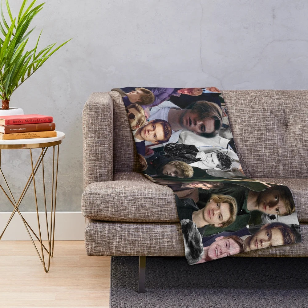 Thomas Brodie-Sangster inspired collage plush blanket