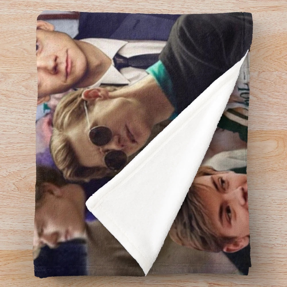 Thomas Brodie-Sangster inspired collage plush blanket