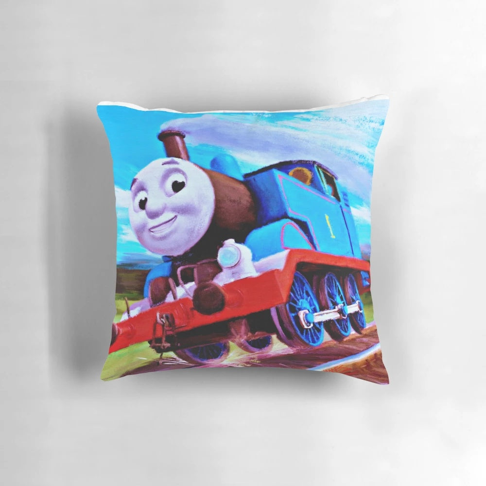 Thomas the Train children's pillow featuring the iconic blue tank engine from the beloved Thomas & Friends series